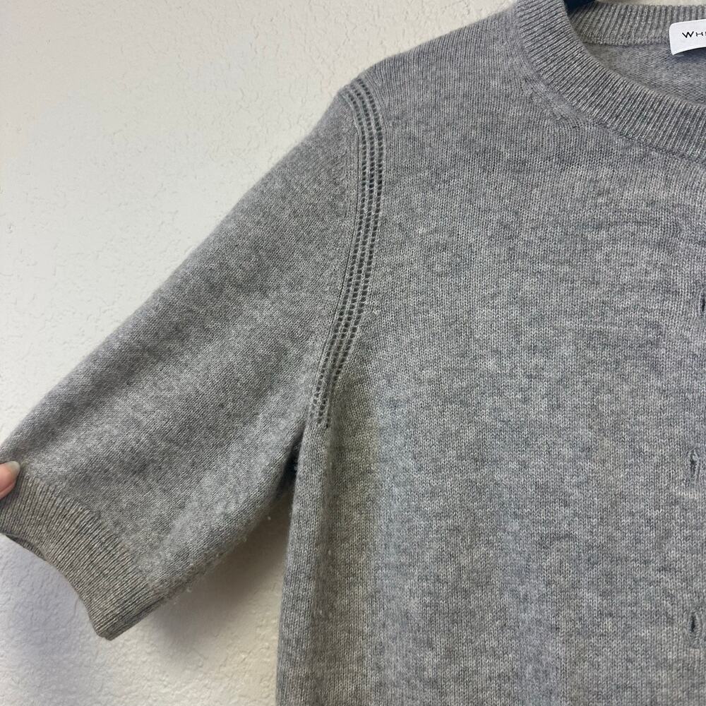 White + Warren Cashmere Short Sleeve Button up Cardigan Light Gray Size Medium - Picture 7 of 7